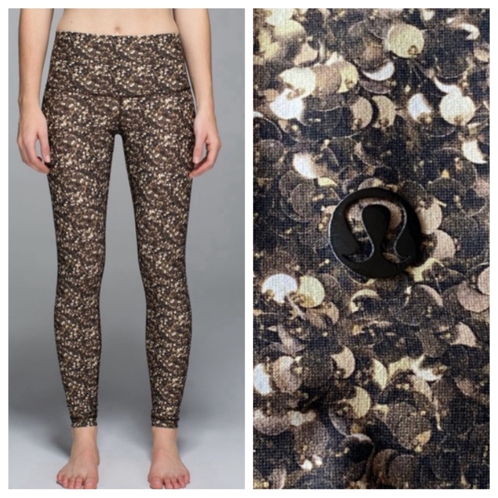 Lululemon Shine Tight (Roll Down) Shimmy Shimmer Multi sequin print 16933